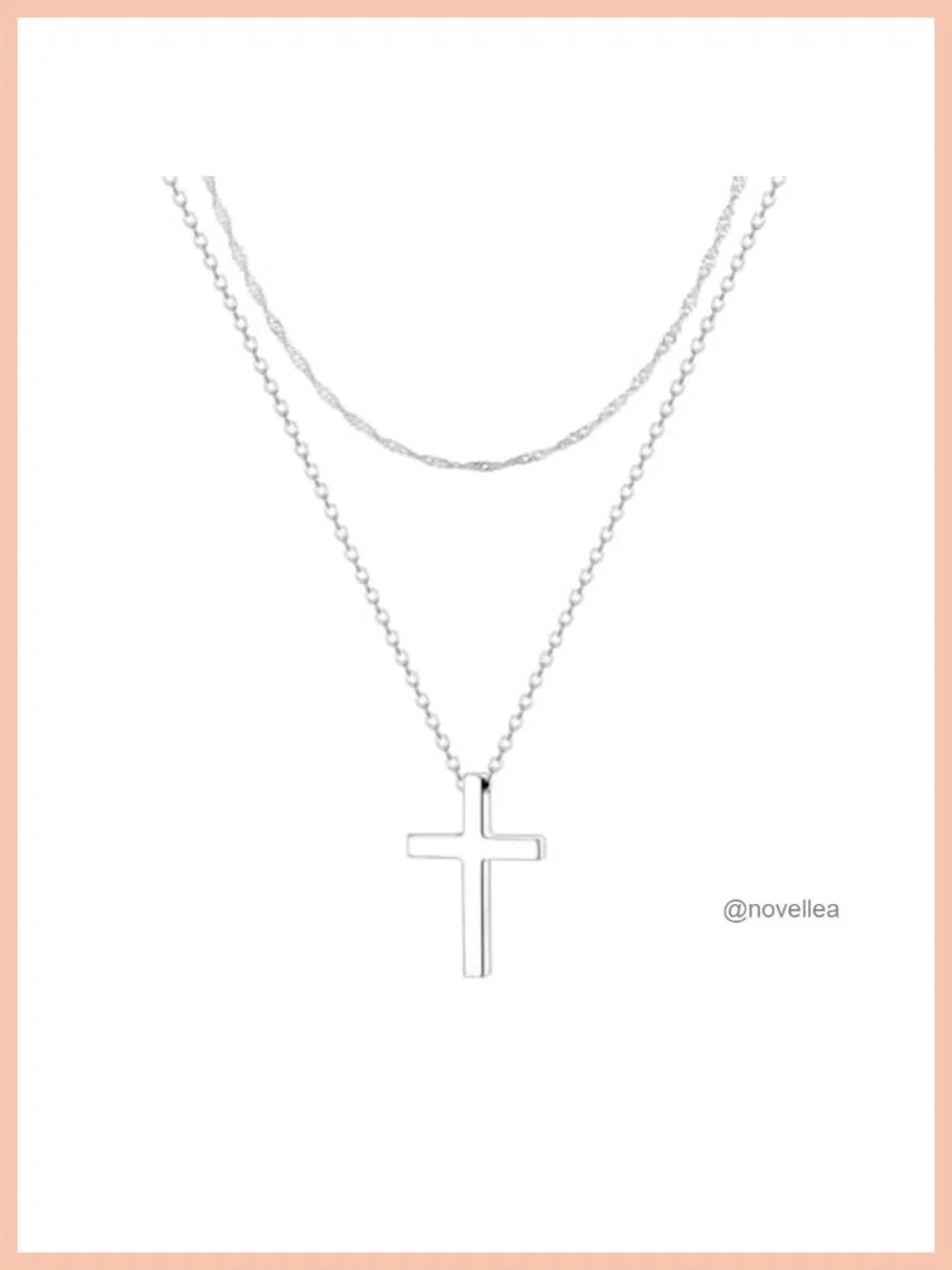 Set of 2 Dainty Cross Necklaces 18k Gold/Silver Plated Hypoallergenic Brass